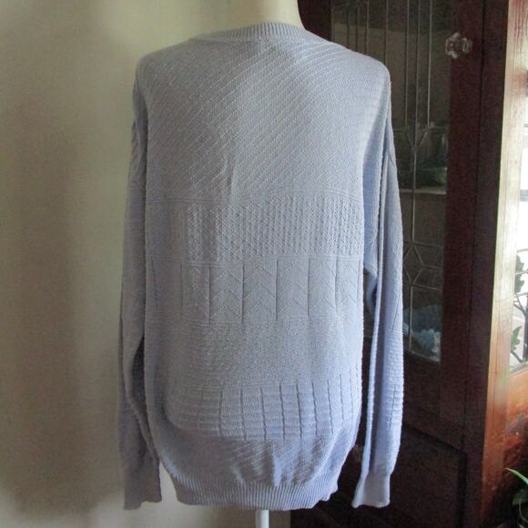 Vintage Gloria Vanderbilt Knit Sweater Size L Lilac Pointelle Crewneck Women 80s - Picture 4 of 16